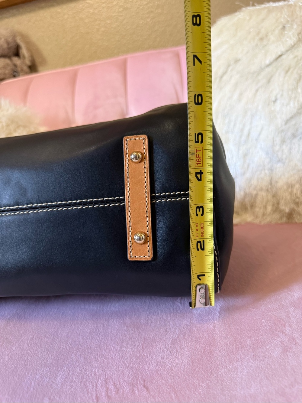 💯Auth! Dooney & Bourke Black & Brown Florentine Leather LIBBY Shoulder Bag - Picture 7 of 15